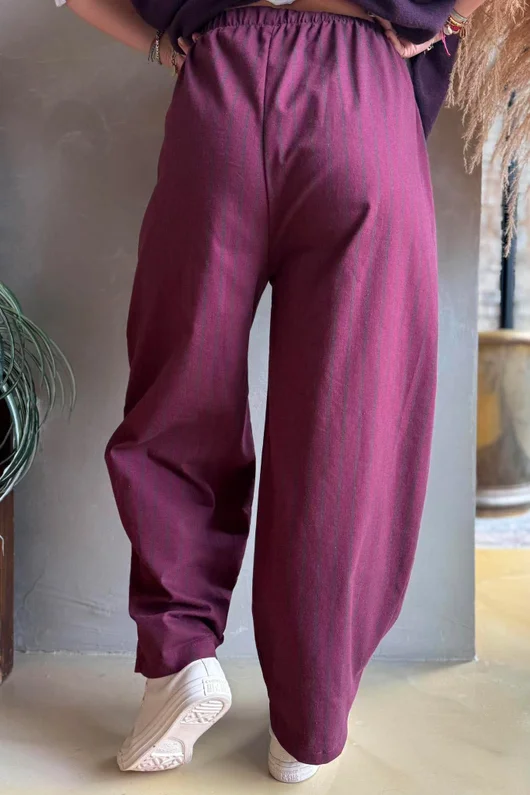 Burlington Stretch Button Pocket Barrel Pant Burgundy